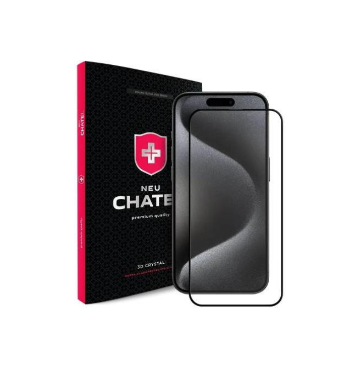 Защитное стекло для смартфона NEU Chatel Corning Gorilla Glass Anti-Static with Mesh Front Black для iPhone 15 Pro Max